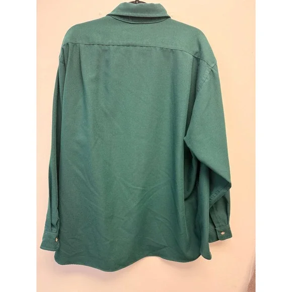 Remington Mens XXL Forest Green Twill Work Shirt Corduroy Collar Made in USA - Picture 4 of 4
